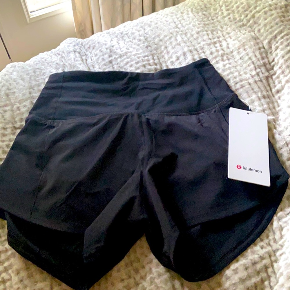 Women’s black lululemon black sped up shorts